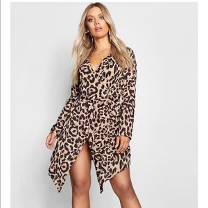 Boohoo Plus Cheetah Wrap Dress